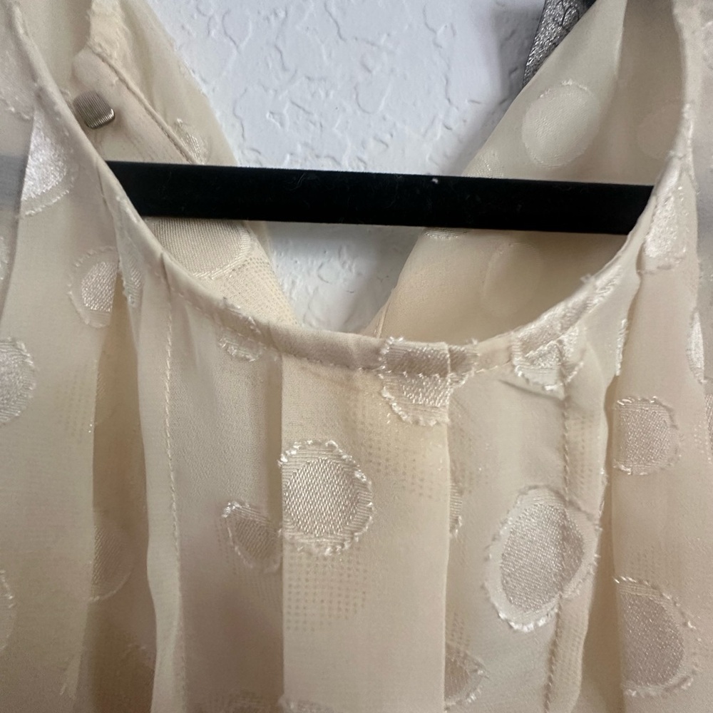 FINAL PRICE Astr Cream Polka Dot Lace Hem Blouse - Picture 5 of 5